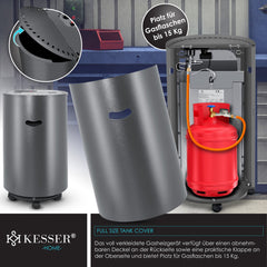 KESSER® Gaskachel keramisch 4200 Watt - incl. gasslang en beschermhoes - Grijs •