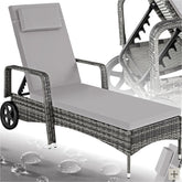 Ligbed - Ligstoel - Zonnebed - Verstelbaar - Grijs - Tectake®