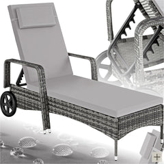 Ligbed - Ligstoel - Zonnebed - Verstelbaar - Grijs - Tectake®