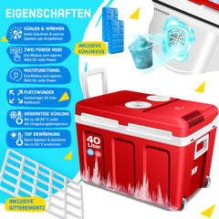 Koelbox Elektrisch – 12V en 230 volt - Coolbox - Frigobox - 40L – Rood