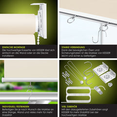 KESSER® Klemluifel - Balkonluifel - Rolgordijn - 100x240cm - Beige