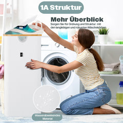 KESSER® Wasmand met Deksel - Opvouwbare Wasbox - Wassorteerder met Uitneembare 3x Waszakken inclusief wasinstructies - Wit, 140 liter