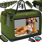 Reisbench hond - Draagtas hond - Transportbox - 91x63x63 cm - Khaki