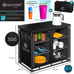 KESSER® Campingkeuken Opvouwbaar - Kampeerkeuken - Zwart