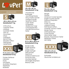 Reisbench hond - Draagtas hond - Transportbox - 102x69x69 cm - Zwart