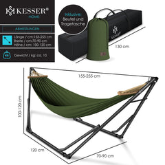 Hangmat met standaard - Opvouwbaar - Tot 120kg - Khaki - KESSER®