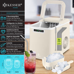 IJsblokjesmachine – 12kg/24 uur – IJsmachine - IJsblokjesmaker - Crème - KESSER®