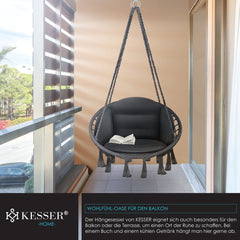 KESSER® Hangstoel - Binnen & Buiten - Tot 150kg - 2 Kussens - Antraciet