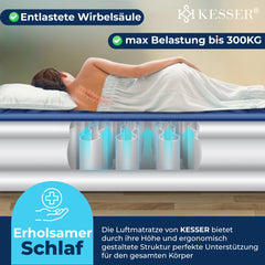 Luchtbed - 1 Persoons - Luchtmatras met pomp - Opblaasbed - Wit - KESSER®