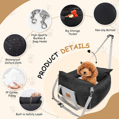 Hondenmand auto - Autostoel hond - 58x56x33 cm - Zwart - Nobleza •