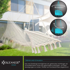 KESSER® Hangstoel Chill met Kussen voor Binnen en Buiten tot 150 kg - Beige