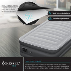 Luchtbed - 1 Persoons - Luchtmatras met pomp - Opblaasbed - Antraciet - KESSER®