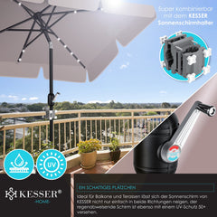 KESSER® Parasol LED Solar - Verstelbaar - Buigbaar - Grijs
