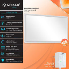 KESSER® Infrarood Verwarming - Verwarmingspaneel - 1000W - Wit
