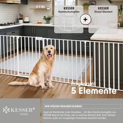 KESSER® Veiligheidshekje voor Kinderen - Openhaard hek - Beschermrooster met Deur Metalen Kachelbeschermer Box Crash Barrier Dierenhek Deurbeschermer voor Kinderveiligheid - Wit - 300 cm lengte