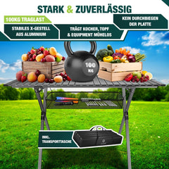 KESSER® Campingtafel Opvouwbaar - Verstelbaar - 145x70 cm - Antraciet