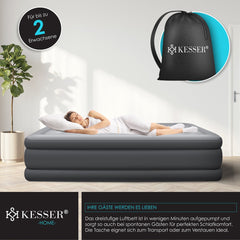 Luchtbed - 2 Persoons - Luchtmatras met pomp - Opblaasbed - Antraciet - KESSER®