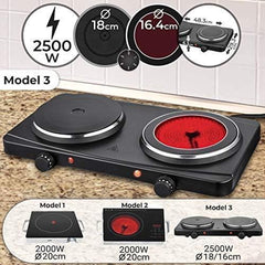 Jago - Dubbele Elektrische Kookplaat - Digitaal - 2000-2500 W - Oververhittingsbeveiliging - Keramische Kookplaat - Dubbele Kookplaat - Minikookplaat