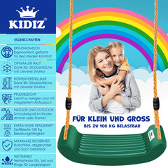 KIDIZ® Schommel Kinderschommel Set - Incl. Accessoires Schommelzitje PP-Touwen Schommelplank Tuin Buiten Binnenschommel voor kinderen om op te schommelen Plastic Hoogte Verstelbaar Antislip - Groen