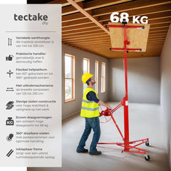 tectake® Platenlift - Platenheffer - Gipsplaten Lifter voor Binnenwerkzaamheden - Hefapparaat voor Gipsplaten en Andere Panelen - Hefgereedschap voor Deuren - Lastlifter