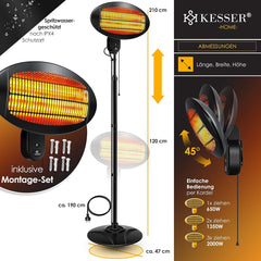 Infrarood Verwarming - Terrasverwarmer - Elektrische Heater - Zwart - KESSER®