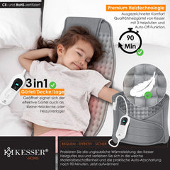KESSER® Warmtekussen - elektrische verwarmingskussen voor buik en rug Incl. tas - warmteband met 3 temperatuurinstellingen & automatische uitschakeling - Verwarmingsband met verstelbare band en klittenbandsluiting - Grijs