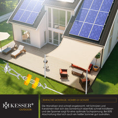 KESSER® Schaduwdoek 3x4m - Zonnezeil - Waterafstotend - Creme