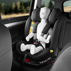 tectake® Draaibare Autostoel - Kinderstoel - i-Size / Isofix Autostoeltje - Zitverhoger - Kinderzitje auto - Autozitje - 5-punts-gordel - Vanaf geboorte tot 150cm/36kg