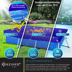 KESSER® Zwembad zonnezeil - Afdekzeil - 304x210cm - Blauw •