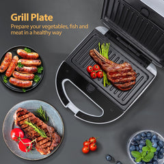 Tosti apparaat - Tosti ijzer - Contactgrill - Wafelijzer - 750W - Grijs - Aigostar