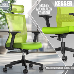 KESSER® Ergonomische Bureaustoel - Gamestoel - Office Chair - Groen