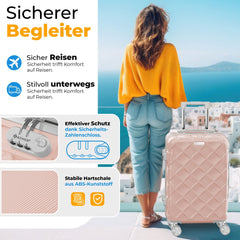 KESSER® Kofferset 3-delig | Reiskoffer met Wielen inclusief Paspoorthouder & kofferweegschaal & bagagelabel | Trolley Reiskofferset met groote Koffers & Handbagage / Ruimbagage - Nude Grey