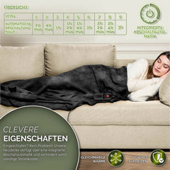 Elektrische deken - Warmtedeken - 1 persoons - 130x180 cm - Zwart - Sinnlein®
