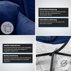 MIADOMODO® Swing Egg Chair - Kussen & Standaard, Max. Belasting 160 kg, Verstelbare Hoogte, IJzeren Frame, Blauw - Cocoon Hangmat met Kussen, Hangmandstoel, Tuinmeubilair, Terras, Tuin