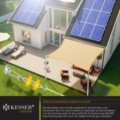 KESSER® Schaduwdoek 2x2m - Zonnezeil - Waterafstotend - Zand