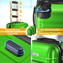 Kofferset - 3 delig - Trolley - Reiskofferset - Groen - KESSER® •