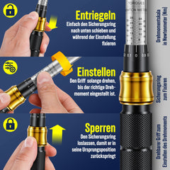 MASKO® Momentsleutel - Gereedschapset - Ratelset 5-25Nm - Goud