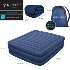 Luchtbed - 2 Persoons - Luchtmatras met pomp - Opblaasbed - Blauw - KESSER®