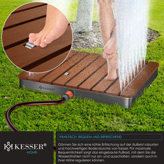 KESSER® Tuindouche met geïntegreerd voetpedaal - Buitendouche Saunadouche Camping Douche Houtlook 70x55cm Vierkant - Donkerbruin