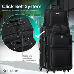KESSER® Reiskofferset - 4-delig - Trolley - Kofferset - Zwart •