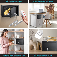 KESSER® Kluis met sleutelslot - 30x20x20cm - Zwart