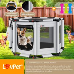 Puppyren - Hondenren- Dierenren - 62x112x112 cm - Grijs - LOVPET®