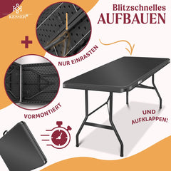 KESSER® Inklapbare Tafel - Campingtafel - Klaptafel - 183x76cm - Antraciet •