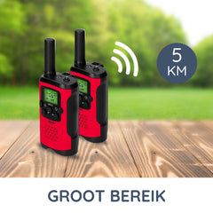 Alecto FR115 3x - Set van drie Walkie Talkies voor Kinderen - Bereik tot 5 km - Rood Wit en Blauw •