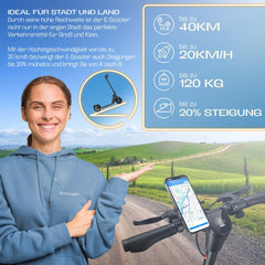 KESSER® Elektrische Step 10" E-Scooter Max. 25km/h - Electrische Scooter Bereik ±40km Opvouwbare 450W E-Step 10ah max. belasting tot 120 kg - Carboon