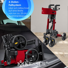 KESSER - Lichtgewicht Rollator - Dubbel Opvouwbaar - Rood •