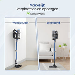 Steelstofzuiger Draadloos - Met Dweilfunctie - 5 Zuigniveaus - Vacuum Cleaner - Draadloze Snoerloze Stofzuiger - Zonder Zak - Op Accu - 350W - 35Kpa - Kruimeldief - Olvy •