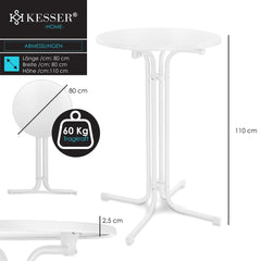 KESSER® Bartafel - Bistrotafel - Klaptafel - 110cm - Wit