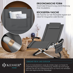 Ligbed - Ligstoel - Zonnebed - Relaxstoel - Antraciet - KESSER®