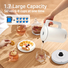 Waterkoker met temperatuurregeling - Elektrisch - 1.7L - 2200W - Wit •